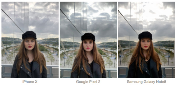 фото на iPhone X, Google Pixel 2, Samsung Galaxy Note 8